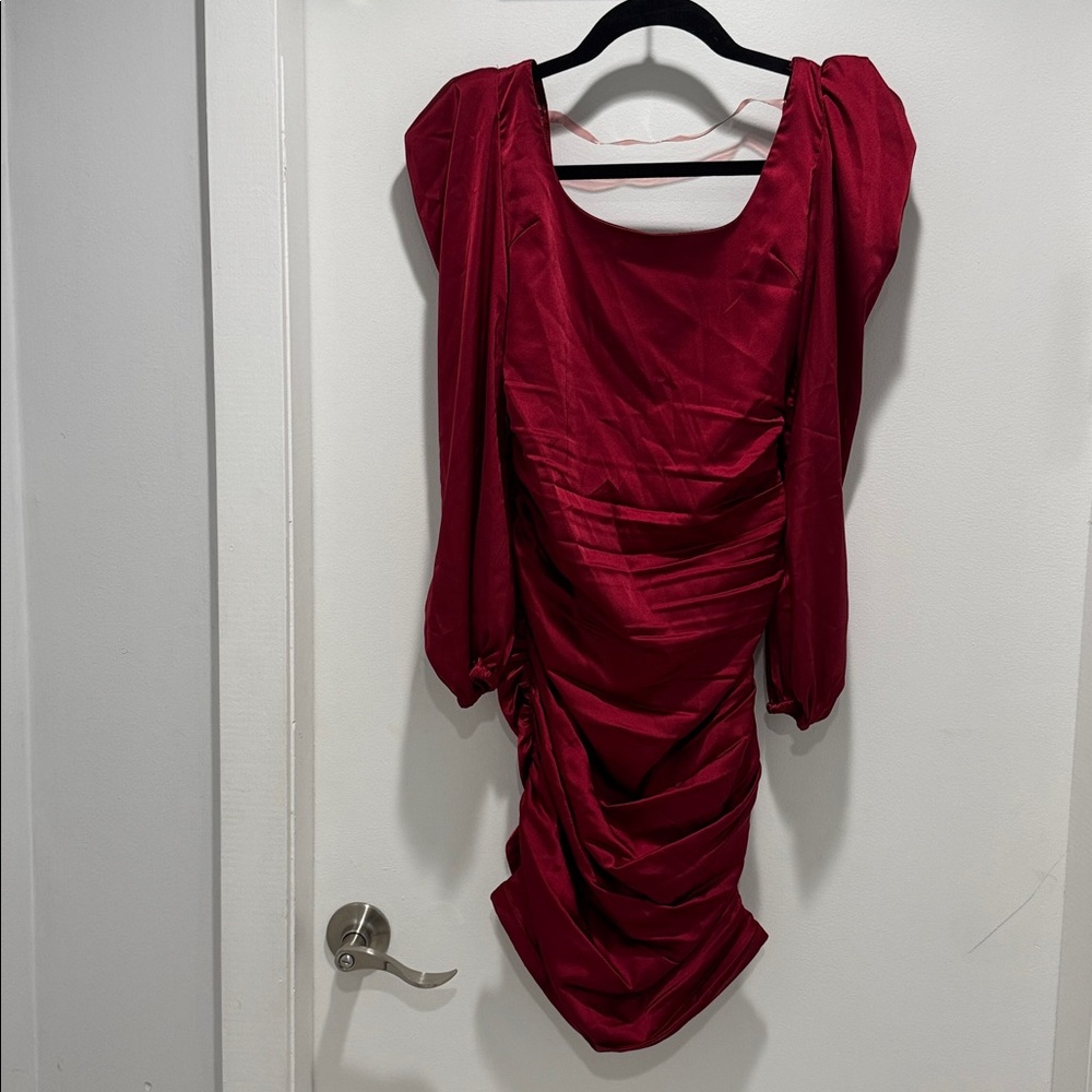 Elegant Red Ruched Dress